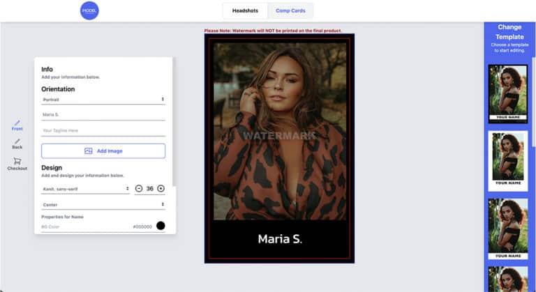 Comp Cards designer